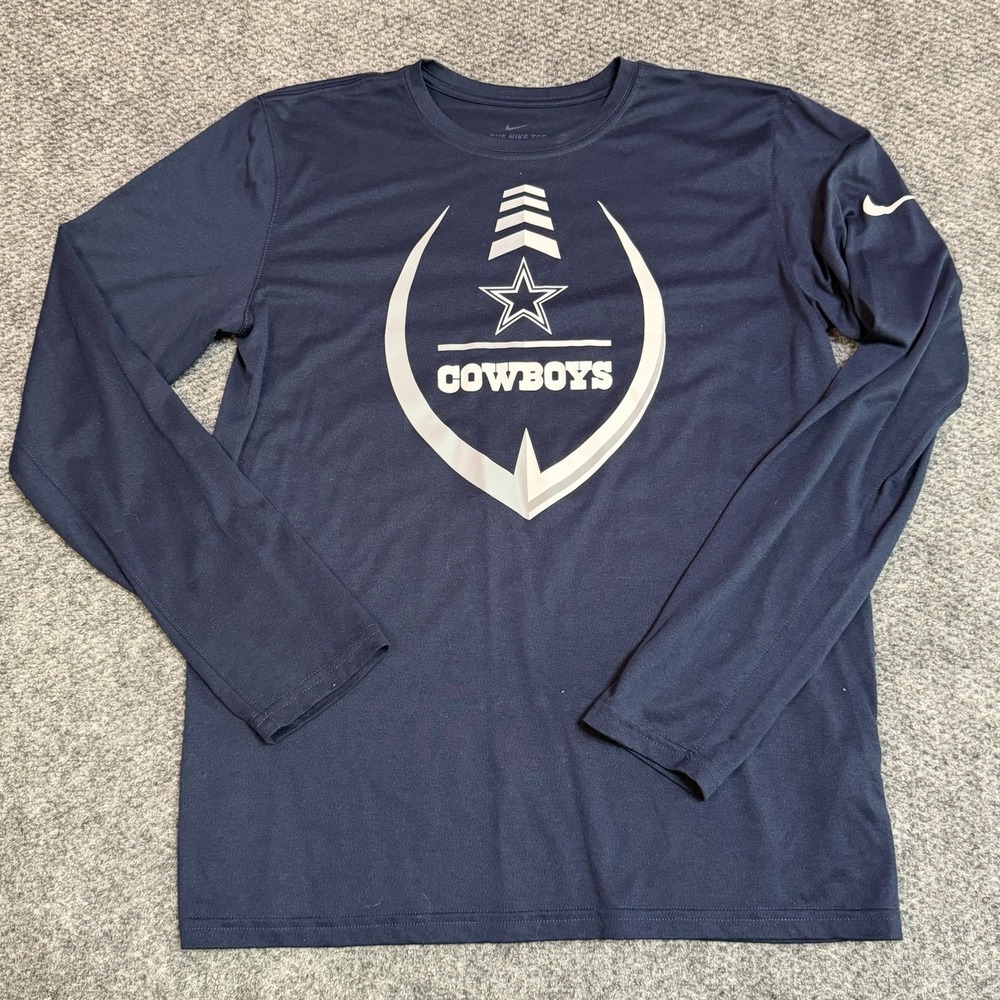 Nike Dri-Fit Dallas Cowboys Long Sleeve T Shirt NFL Blue Men's Size M